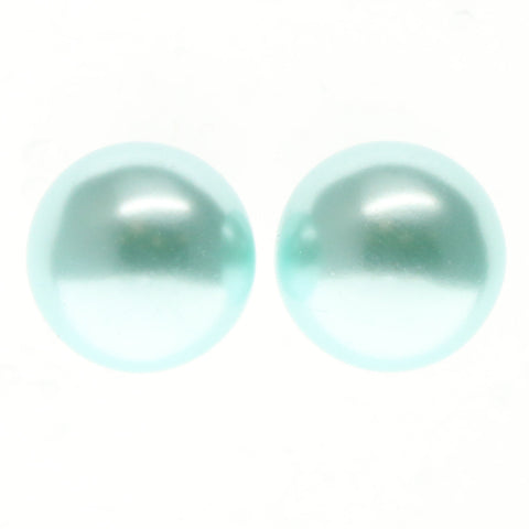Seafoam Stud-Earrings With Bead Accents Blue & Silver-Tone Colored #742