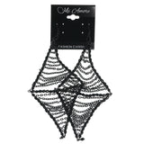 Black Metal Dangle-Earrings With Bead Accents #750