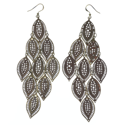Gold-Tone Metal Chandelier-Earrings #773