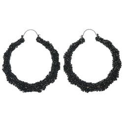 Black Metal Hoop-Earrings #779