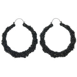 Black Metal Hoop-Earrings #779