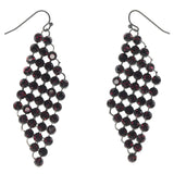 Purple & Black Colored Metal Dangle-Earrings With Crystal Accents #801