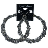 Silver-Tone Metal Hoop-Earrings With Crystal Accents #808