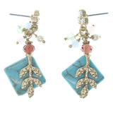 Blue & Multi Colored Metal Dangle-Earrings With Stone Accents #818