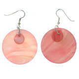 Shell Dangle-Earrings Pink & Silver-Tone Colored #828