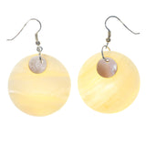 Shell Dangle-Earrings White & Silver-Tone Colored #829