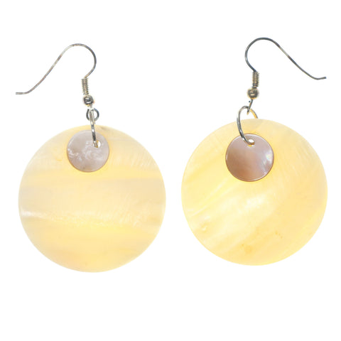 Shell Dangle-Earrings White & Silver-Tone Colored #829