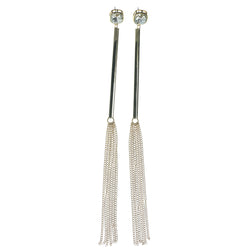 Gold-Tone & Silver-Tone Colored Metal Dangle-Earrings With Crystal Accents #890
