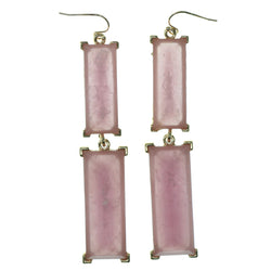 Pink & Gold-Tone Colored Metal Dangle-Earrings With Faceted Accents #896