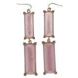 Pink & Gold-Tone Colored Metal Dangle-Earrings With Faceted Accents #896
