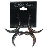 Bronze-Tone & Silver-Tone Colored Metal Dangle-Earrings With Crystal Accents #918
