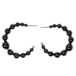 Silver-Tone Metal Hoop-Earrings With Bead Accents #925