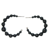 Silver-Tone Metal Hoop-Earrings With Bead Accents #925