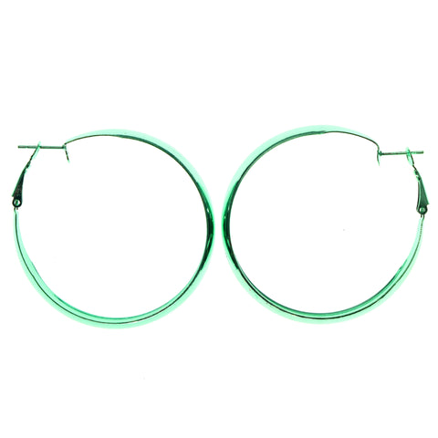 Green Metal Hoop-Earrings #946