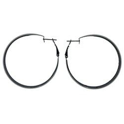 Black Metal Hoop-Earrings #947