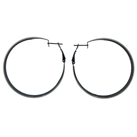 Black Metal Hoop-Earrings #947