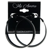 Black Metal Hoop-Earrings #947