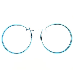 Blue Metal Hoop-Earrings #950