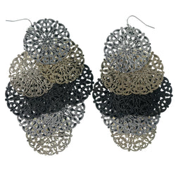Silver-Tone & Gold-Tone Colored Metal Chandelier-Earrings #963