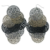 Silver-Tone & Gold-Tone Colored Metal Chandelier-Earrings #963