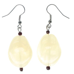 White & Silver-Tone Colored Metal Dangle-Earrings With Stone Accents #1009