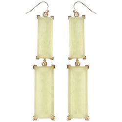 Dangle Earrings With Faceted Accents Green & Gold-Tone Colored #1037 - Mi Amore