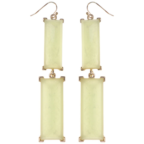 Dangle Earrings With Faceted Accents Green & Gold-Tone Colored #1037 - Mi Amore