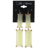 Dangle Earrings With Faceted Accents Green & Gold-Tone Colored #1037 - Mi Amore