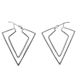 Silver-Tone Metal Hoop-Earrings #1041
