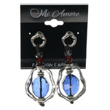 Silver-Tone & Multi Colored Metal Dangle-Earrings With Bead Accents #1051