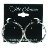 Silver-Tone Metal Hoop-Earrings #1081