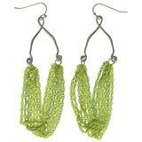 Gold-Tone & Green Colored Metal Dangle-Earrings #1096