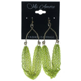 Gold-Tone & Green Colored Metal Dangle-Earrings #1096