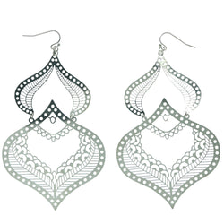 Silver-Tone Metal Dangle-Earrings #1107