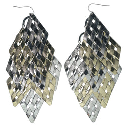 Gold-Tone & Silver-Tone Colored Metal Chandelier-Earrings #1114