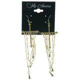 Cross Dangle-Earrings With Bead Accents Gold-Tone & Peach Colored #1121