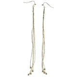 Gold-Tone Metal Drop-Dangle-Earrings With Bead Accents #1125