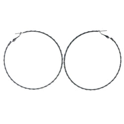 Black & Blue Colored Metal Hoop-Earrings #1130