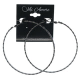 Black & Blue Colored Metal Hoop-Earrings #1130