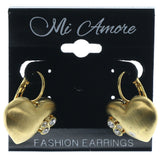 Gold-Tone Metal Dangle-Earrings With Crystal Accents #1167