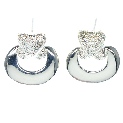 Silver-Tone Metal Dangle-Earrings #1213