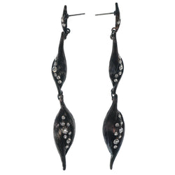 Bronze-Tone & Silver-Tone Colored Metal Dangle-Earrings With Crystal Accents #1215