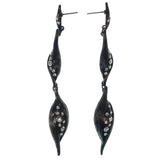 Bronze-Tone & Silver-Tone Colored Metal Dangle-Earrings With Crystal Accents #1215