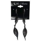 Bronze-Tone & Silver-Tone Colored Metal Dangle-Earrings With Crystal Accents #1215