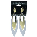 White & Gold-Tone Colored Metal Dangle-Earrings #1216