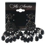 Black Metal Dangle-Earrings With Faceted Accents #1248