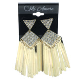 Gold-Tone & Silver-Tone Colored Metal Dangle-Earrings With Crystal Accents #1252