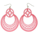 Pink & Gold-Tone Colored Metal Dangle-Earrings #1281