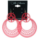 Pink & Gold-Tone Colored Metal Dangle-Earrings #1281