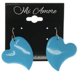 Heart Dangle-Earrings Blue & Silver-Tone Colored #1294